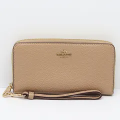 箱付 美品 コーチ ラウンドファスナー長財布 ベージュカラー レザー ファッション・ブランド小物 2000000 NSK KTU