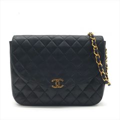 良品 CHANEL シャネル マトラッセ ラムスキン ココマーク チェーン ショルダー バッグ ブラック レディース ブランド 鞄 a9367