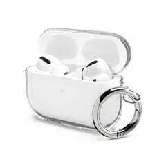 ProケースクリアAirpodsPro Airpods 2019 Air Pods Aircawin Pro充電ケースカバーエアーポッズプロケース、 全面保護防塵クリアケースかわいいファッショナブルなソフトTPU透明耐衝撃性落下防止ケース（カラビナ付き）、前面