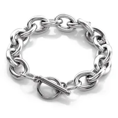 【人気商品】ブレスレット メンズ レディース アクセサリー ステンレス マンテル チェーン シルバー (幅：12mm、長さ：18cm)
