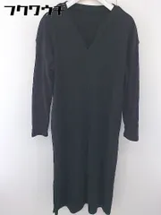 ◇ le coeur blanc ルクールブラン Vネック スリット 長袖 膝下丈 ワンピース サイズ38 ブラック レディース  【中古】 【1111290003615】のサムネイル