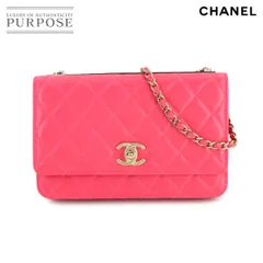 未使用 展示品 シャネル CHANEL トレンディCC マトラッセ チェーン ウォレット 財布 レザー ピンク A80982 ゴールド 金具 90280611