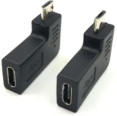 未使用品 ２個組 左向き＋右向き　USB Type C to Micro USB 変換 アダプタ 2P　 90度　L字型 タイプ-C メス から マイクロUSB オス 5ピン  USB 端子 変換コネクタ アダプタ
