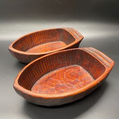 ★未使用品★アジアン 木製 鉢 器 深鉢 ボール 2個セット★