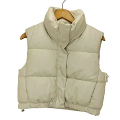 ザラ ZARA 23AW クロップド ラバー フィニッシュ フェイクレザー 中綿 ベスト レディース import：S 