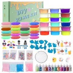★即日発送★スライム キット 水晶粘土 DIY セット おもちゃ 手作りツール 金魚鉢ビーズ 果物切片 カラフルフォーム紙吹雪 含有24個入りふわふわクリスタル粘土 slime 6歳以上