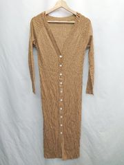 ◇ ⊂ BIRTHDAY BASHバースデーバッシュ リブニット素材 長袖 ロング丈 ワンピース サイズS ブラウン系 レディース E  【1505220011953】