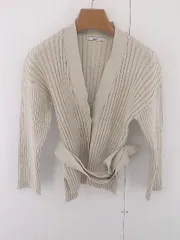 ◇ ◎ Ambient スナップボタン リブ 長袖 ニット カーディガン サイズF ライトベージュ系 レディース E  【1304140001811】