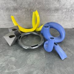 アート陶器花瓶7点セット 大宮陶苑他 陶炎 ブルー イエロー ブラック グレー 一輪挿し 二輪挿し 花器 フラワーベース【中古】/5102066