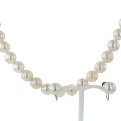 SILVER K14WG シルバー ホワイトゴールド ネックレス イヤリング 真珠 パール 冠婚葬祭 45cm 2点セット【新品仕上済】【zz】【中古】