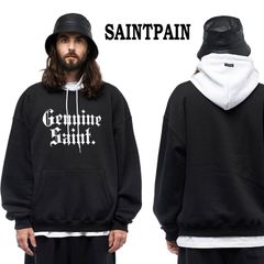 パーカー ブラック  saintpain セイントペイン 白黒 オーバーサイズ スエット スウェット フーディー トレーナー おしゃれ コットン メンズ ユニセックス ストリート ロック ブラック 黒 韓国 K-POP かっこいい スケーター系 秋冬