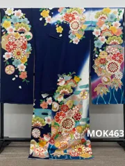 専用❣️D012❣️仮絵羽 未仕立て 振袖 枝垂れ桜に貝桶模様 刺繍 八掛付き 2-0151a1.jpg