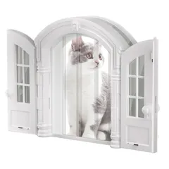 【在庫処分】22.6 X 内寸16 トレーニング不要 取り付け簡単 cm 室内ドア用ペットドア 体重10kgまでの猫用ラブリーキャットドア カーテン付きフレンチ両開き猫ドア LIBBEPETキャットドア
