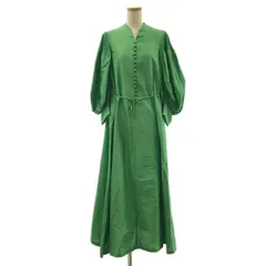 【美品】  Mame Kurogouchi / マメクロゴウチ | 2022SS | Silk Cotton Puff-Sleeve Dress シルク パフスリーブ ドレス ワンピース | 2 | ライトグリーン | レディース