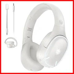 スヘッドセット ワイヤレ 40H再生 着脱式マイク/ミュート 両用 PS4 無線 PS5ヘッドセット PC用 有線 スマホxboxone switch 5.3/有線】ヘッドホン 対応ゲーム ヘッドフォン ゲーミングヘッドセット【Bluetooth LED白