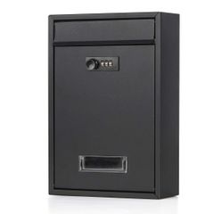 Jssmst（ジェスマット）メールボックス ポスト 郵便受け 壁掛け ダイヤル式 郵便ポスト 金属製 マットブラック(06-ダイヤル)