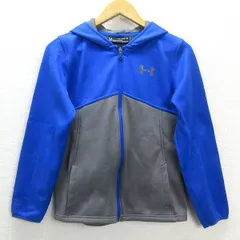 y■アンダーアーマー/UNDER ARMOUR COLDGEARトレーニングパーカー■青/灰【ジュニアXL】KIDS/70【中古】