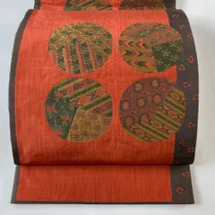 木屋太 袋帯】【六通】約434㎝ 丸文 瓢箪 金黄系 リサイクル品 正絹