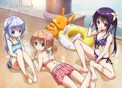 [중고] 안아 베개 커버 시트 (캐릭터) 리제 & 코코아 & 치노 (풀 무늬) 모후 모후 무릎 걸기 [주문은 토끼입니까?]