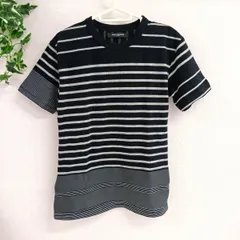 [NANO UNIVERSE] ナノユニバース Ｔシャツ カットソー 綿100％  レディース 古着 マルチボーダー 黒 グレー サイズＳ（い-38，ク）