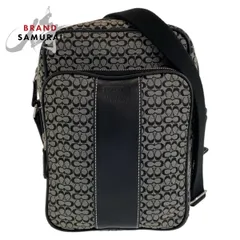 美品 COACH コーチ ミニシグネチャー ブラック 黒 グレー シルバー金具 キャンバス/レザー ショルダーバッグ ポシェット 男女兼用 407488【中古】