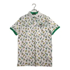 中古 メンズ ジェイリンドバーグ J.LINDEBERG 半袖ポロシャツ M 白×緑系 総柄