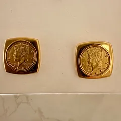 【高級感】K18 コイン ピアス