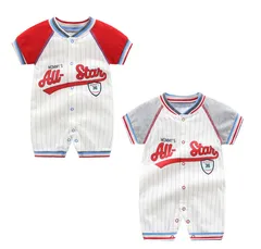 ベビー服 新生児服 2枚セット 綿100% 長袖カバーオール ALL 前開きタイプ 新生児 男の子 女子 かわいい 赤ちゃん服 ロンパース 出産祝い プレゼント 野球柄 ALLSTAR