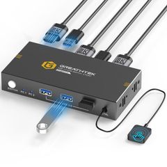 KEBENES 8K USB3.0 KVMスイッチ HDMI、8K@60Hz UHD解像度、3D/HDR/CEC/EDID対応、HDMI KVM 切