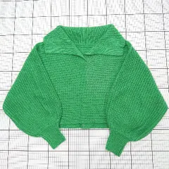 ◇ ⊇　美品 GRL グレイル 秋冬 長袖 ワイドカラーショート丈ニット サイズF グリーン系 レディース E  【1508060021595】