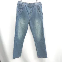 ◇ Θ LARU ウエストゴム ストレートデニムパンツ サイズ3L インディゴブルー レディース E  【1410100005376】