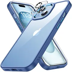iphone15 用 ケース ブルー 耐衝撃 カメラレンズ保護付き アイフォン15 用 ケース 米軍MIL規格 耐久性 黄ばみ防止 アイホン15 用 ケース ワイヤレス充電対応 対応 SGS認証 スマホケース カバー 6.1インチ XIWXI 1