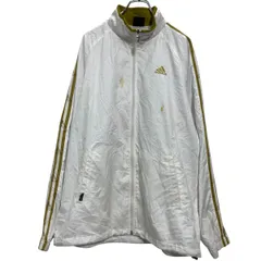 adidas ジップアップ ナイロンジャケット XL ホワイト ゴールド アディダス ビッグサイズ 古着卸 アメリカ仕入 a701-5760