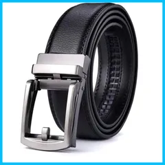 本革 ベルト ベルト 穴なし ビジネス 無段階調節 紳士 バックル スーツ用 作業用 オートロック カジュアル メンズ 大きいサイズ 120cm [Molitalo] プレゼントブラック