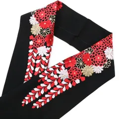 半衿 振袖 成人式 半襟 刺繍 黒地 赤 藤 金糸 シルエリー Ｓｉｌｅｌｌｙ おしゃれ半衿 モダン エレガント 上品 フォーマル お No.10-0152