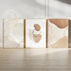 アートポスター 抽象画 ベージュ モダン 3枚セット ミニマル 北欧風 インテリア 壁掛け おしゃれ リビング 玄関 ジオメトリック デザイン