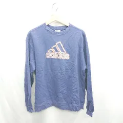 ◇ ⊇ adidas アディダス ロゴ部分刺繍 長袖 スウェット サイズXL ネイビー系 レディース E  【1412260004282】