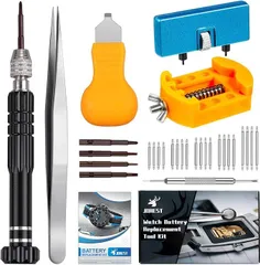 【JOREST】腕時計 電池交換 工具、時計工具セット、 時計バンド/ベルト 交換工具、時計の裏蓋オープナー、 時計修理、時計アクセサリー、時計 裏蓋 外し 工具、スプリングバー、ピンセット、取扱説明書（英語版）のサムネイル