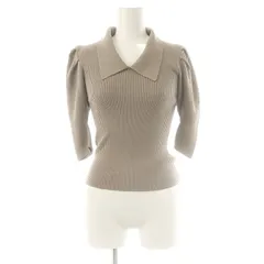 スナイデル SNIDEL ニットカラーパフスリリブプルオーバー カットソー 五分袖 F グレー /AT ■OS