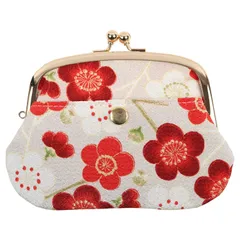 小紋工房 4寸親子がま口 財布 モダン梅（アイボリー） 小銭入れ カードケース 二越ちりめん 京都 和KOMONO 江戸小紋 0207 [モダン梅（アイボリー）]