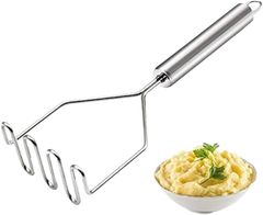 Asdays マッシャー じゃがいもつぶし器 大きめヘッド ポテトサラダ 離乳づくり 持ちやすいグリップ ポテトプレス ステンレス製(シルバー,  画像参照)