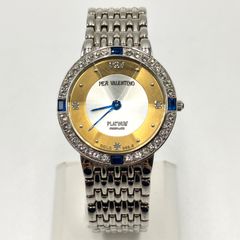 ✨新品、保管品✨PER VALENTINO ゴールド プラチナ 文字盤 SS K24 5Pダイヤ 2500本限定 アナログ クォーツ QZ ウォッチ