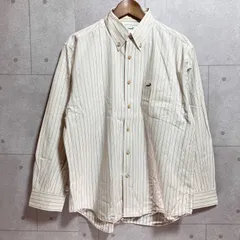 Crocodile クロコダイル ストライプシャツ 長袖 トップス ボタンダウン XL ベージュ メンズ SG319-34