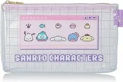 【フラットポーチ】サンリオキャラクターズ ビットデザイン クリア パープル