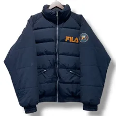FILA フィラ 90's ビンテージ ダウンジャケット Lサイズ 紺色 ネイビー アウター ジャンパー ブルゾン 防寒着 スタンドカラー シングル オーバーサイズ メンズ 冬 久喜倉庫店鴻692Y