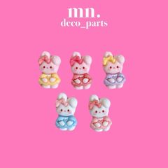 【1つ25円】15個/各3点★デコレーションパーツ　デコパーツ　ハンドメイド資材　デコ資材　うさぎ　可愛い　カラフル