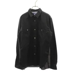 JUNYA WATANABE COMME des GARCONS (ジュンヤワタナベ コムデギャルソン) 19AW バックウールチェック切替 エルボーパッチ 長袖シャツ ブラック WD-B022のサムネイル