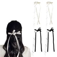 髪飾り 蝶結び バタフライクリップ リボン 4個セット ベロアリボン リボン結び 韓国系スタイル おしゃれ 可愛い 髪留め 跡がつかない シンプル ヘアクリップ ヘアアクセサリー RICISUNG フランス風 甘い 雰囲気 誕生日 発表会 花火大会 成人式 入