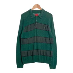 シュプリーム ハーフジップ ニットポロ ストライプ グリーン　19ss シュプリーム ハーフジップ ニットポロ ストライプ グリーン