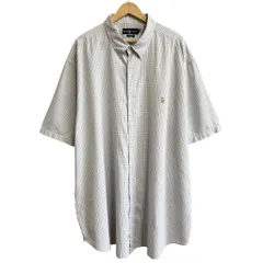 Ralph Lauren ラルフローレン CLASSIC FIT ボタンダウンシャツ コットンシャツ チェック柄 半袖シャツ ワンポイントロゴ 刺繍 白×水色×青 3XLTサイズ No.Y760